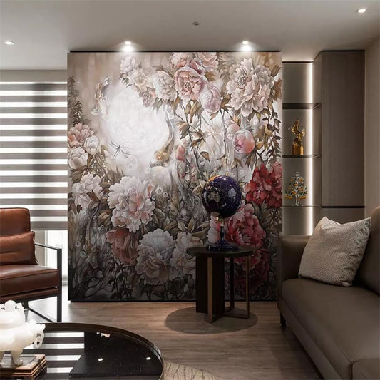 custom-mural-wallpaper-papier-peint-papel-de-parede-wall-decor-ideas-for-bedroom-living-room-dining-room-wallcovering-European-style-hand-painted-creative-flowers-open-rich-and-colorful-peony