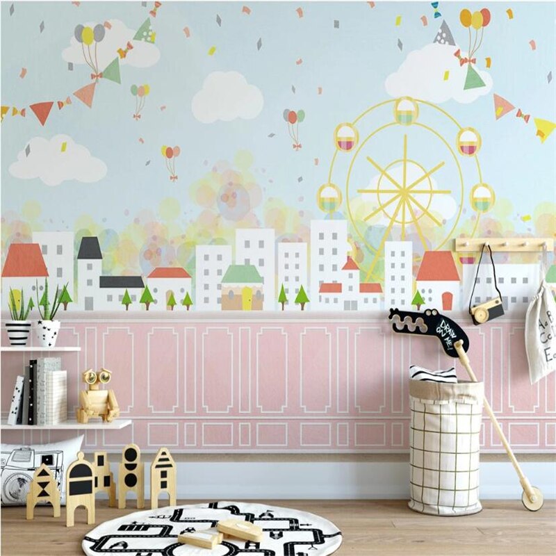 custom-wallpaper-mural-blue-cartoon-tree-cute-wallpaper-for-children-room-wallpapers-for-kids-background-3d-white-plaster-line-papier-peint