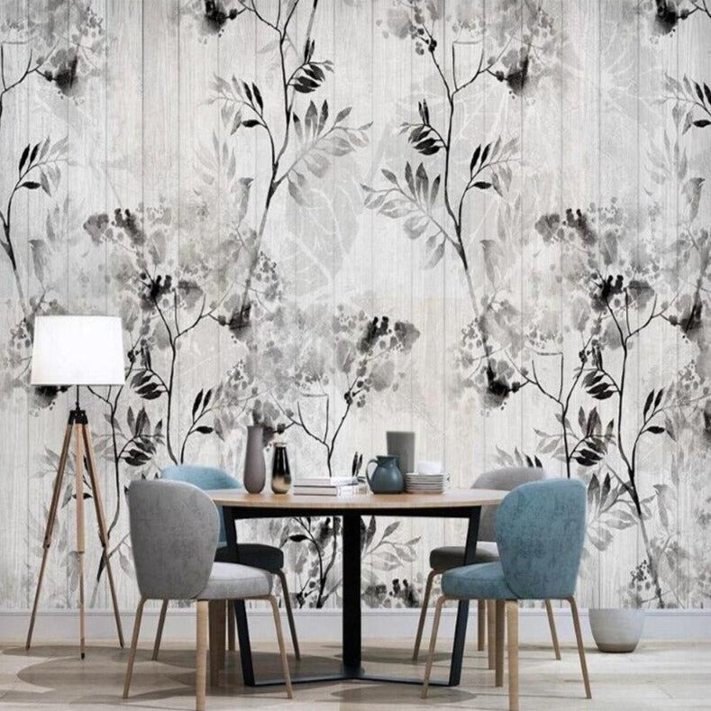 black and white leaf wallpaper