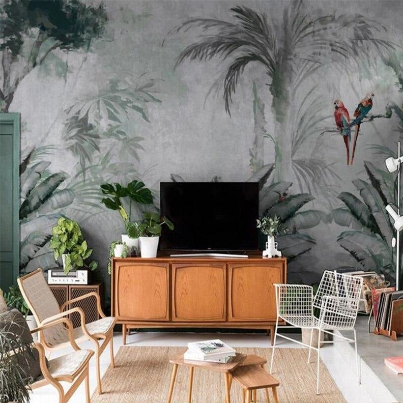 custom-wallpaper-mural-tropical-rainforest-parrot-Nordic-tropical-plant-leaves-modern-wallpapers-minimalist-TV-background-3D-wall-stickers-home-decor-papier-peint