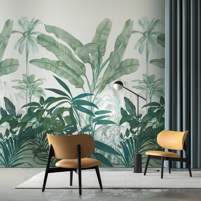 Custom Wallpaper Mural Tropical Rainforest Banana Leaf BVM Home