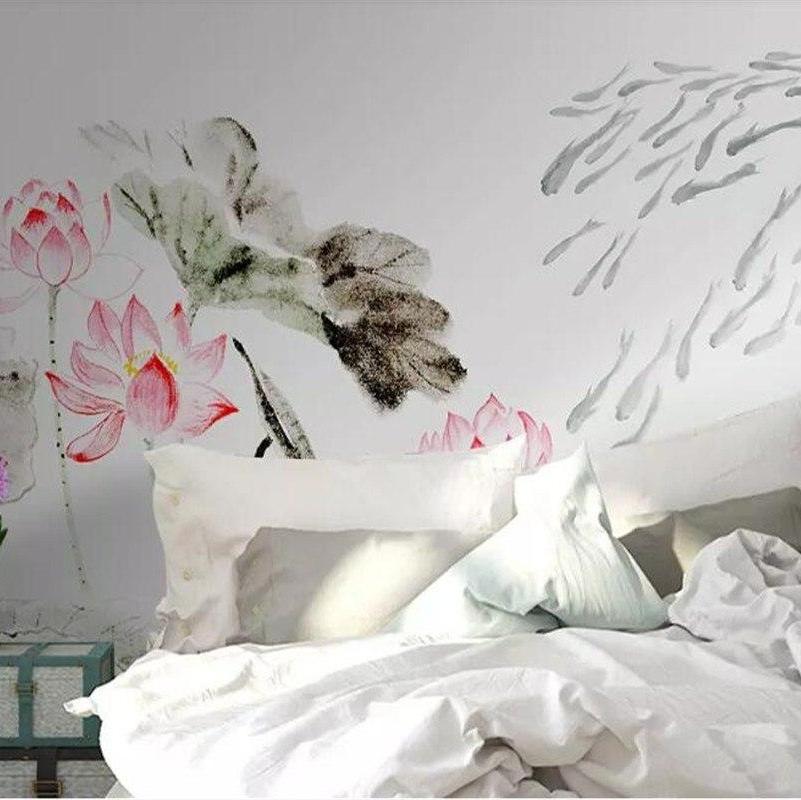 papel-de-parede-3d-custom-wall-stickers-chinese-ink-lotus-home-decoration-tv-background-3d-bedroom-mural-3d-wallpaper