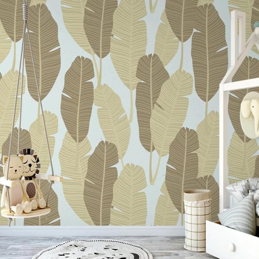 papel-de-parede-custom-hand-painted-modern-nordic-tropical-plant-back-leaf-sofa-tv-background-wallpaper-papier-peint