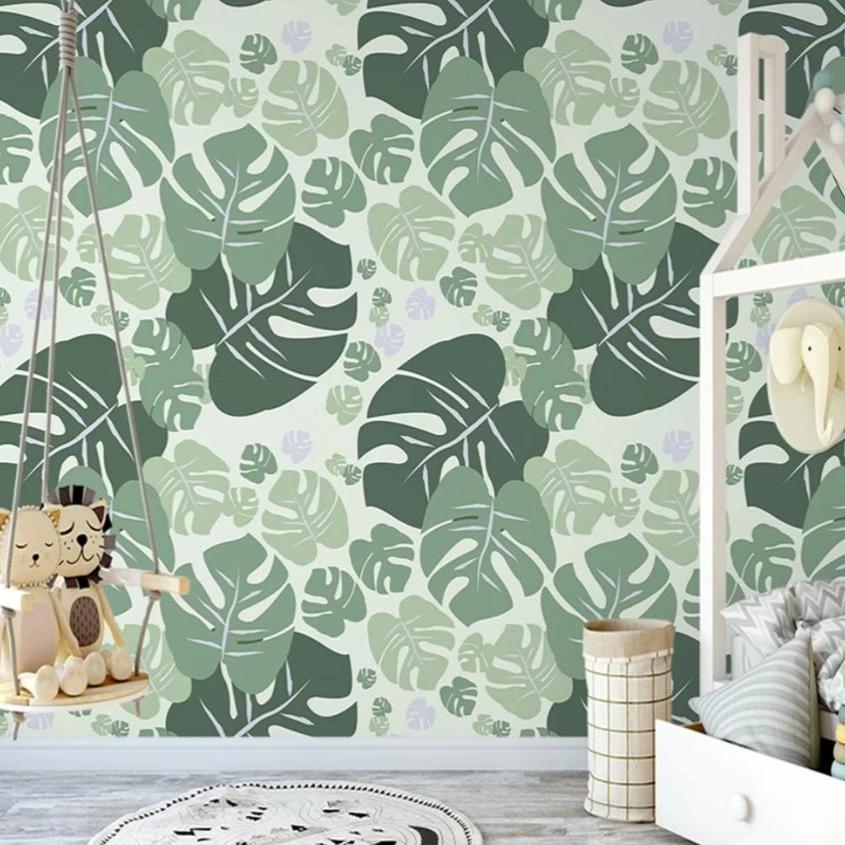 papel-de-parede-custom-hand-painted-modern-nordic-tropical-plant-back-leaf-sofa-tv-background-wallpaper-papier-peint