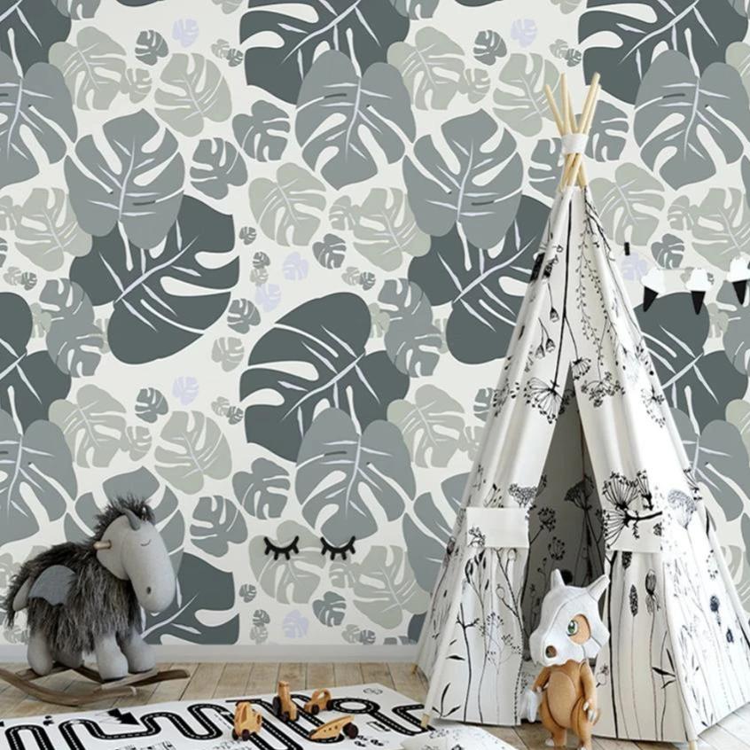 papel-de-parede-custom-hand-painted-modern-nordic-tropical-plant-back-leaf-sofa-tv-background-wallpaper-papier-peint