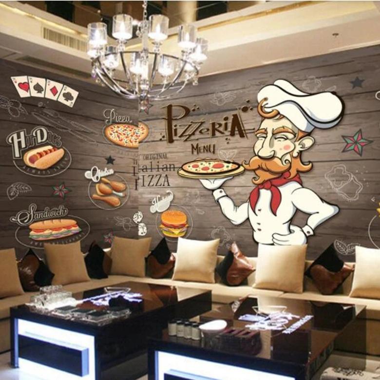 Custom Classic Wall Mural Pizza Restaurant Wallcovering BVM Home