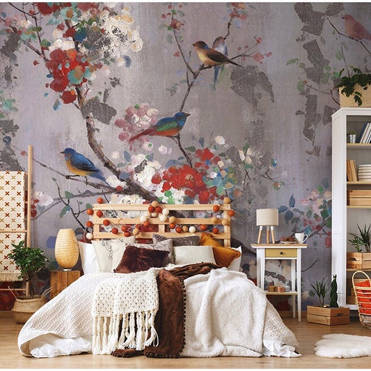 Custom Wallpaper Mural Chinese Style Flowers and Birds