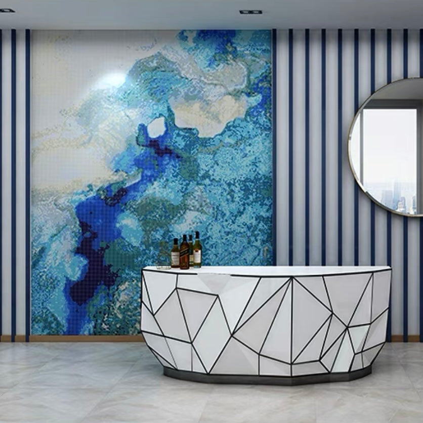 Custom Luxury Glass Mosaic Mural Marble Effect Art