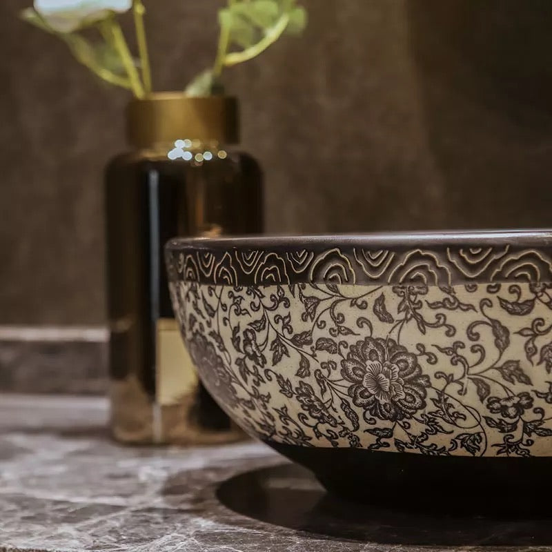 Chinese Porcelain Wash Basin Art Countertop Ceramic Sink