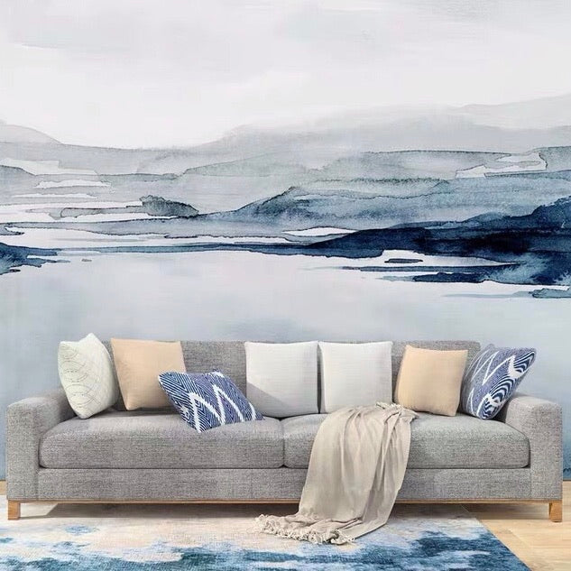 Custom Wallpaper Mural Abstract Golden Ink Landscape