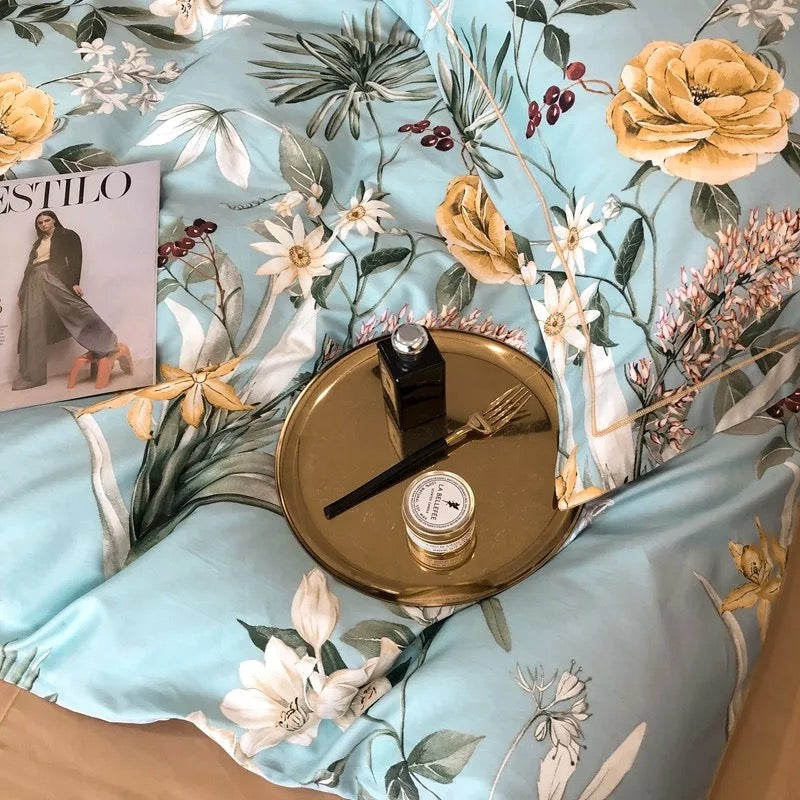 Egyptian Cotton Duvet Cover Set Luxury Pastoral Bedding Set