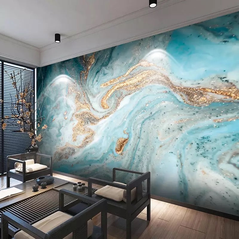 Custom Wallcovering Marble Effect Wallpaper Mural (㎡)