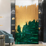 Custom Glass Mosaic Wall Decor Abstract Golden and Green