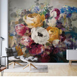 Retro Hand Painted Floral Wallpaper Mural (㎡)