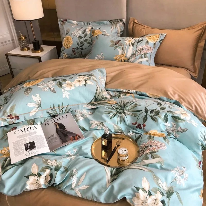 Egyptian Cotton Duvet Cover Set Luxury Pastoral Bedding Set