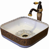 Chinese Ceramic Art Basin Countertop Sink Blue Square Lavabo