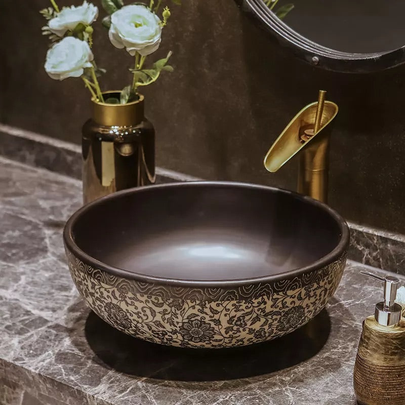 Chinese Porcelain Wash Basin Art Countertop Ceramic Sink