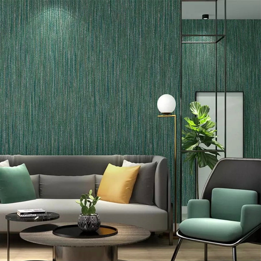 Modern-Style-Simple-Plain-Blue-Green-Wallpaper-peacock-blue-wall-covering