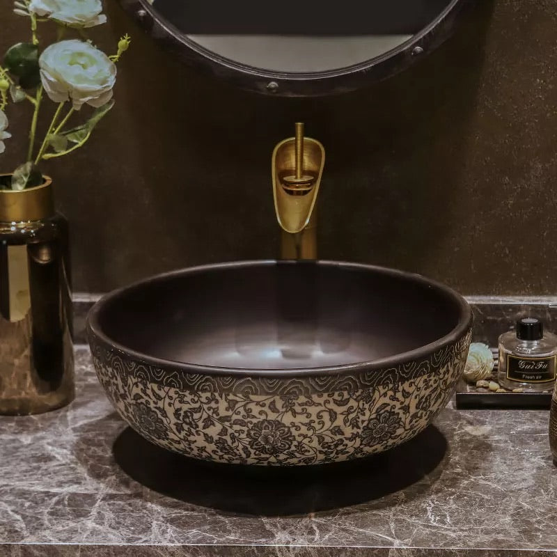 Chinese Porcelain Wash Basin Art Countertop Ceramic Sink
