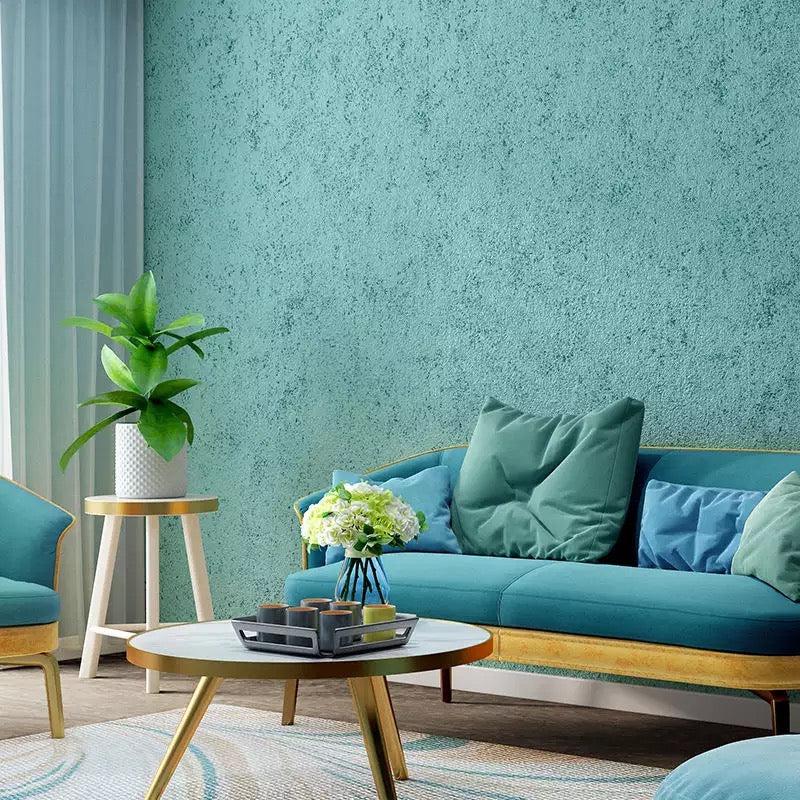 Modern-Style-Simple-Plain-Blue-Green-Wallpaper-peacock-blue-wall-covering