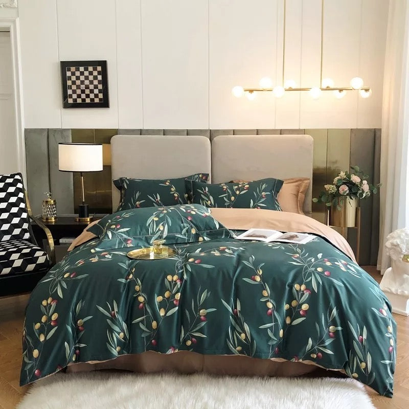 Egyptian Cotton Duvet Cover Set Luxury Pastoral Bedding Set