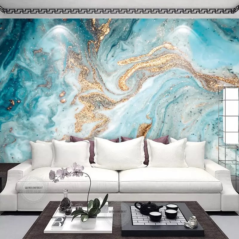Custom Wallcovering Marble Effect Wallpaper Mural (㎡)