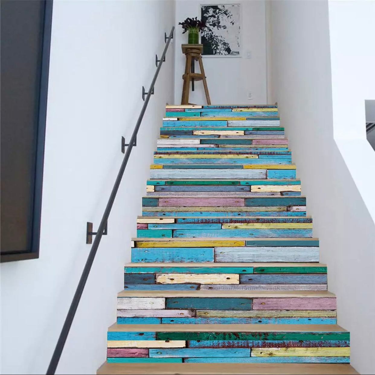 13pcs-diy-3d-stair-wall-stickers-night-lake-landscape-art-stair-sticker-pvc-decals-for-home-decoration-wall-paper-sticker