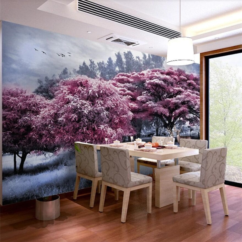 papel-de-parede-customized-large-murals-stylish-home-decoration-beautiful-pink-forest-big-tree-elk-landscape-wall-wallpaper