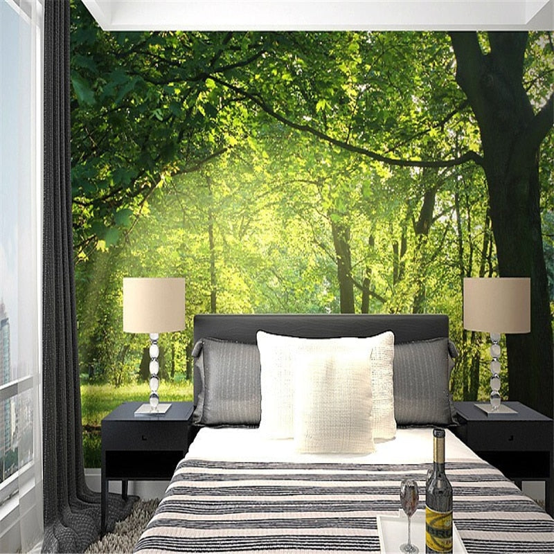custom-3d-mural-wallpaper-papier-peint-green-forest-interior-bedroom-dining-room-living-room-photo-wall-decoration