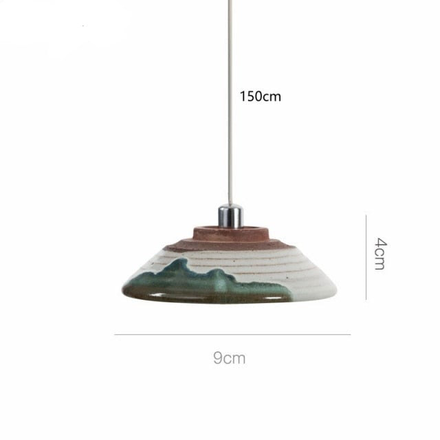 Retro Mini Ceramic Pendant Light Chinese Style Hanging Lamp