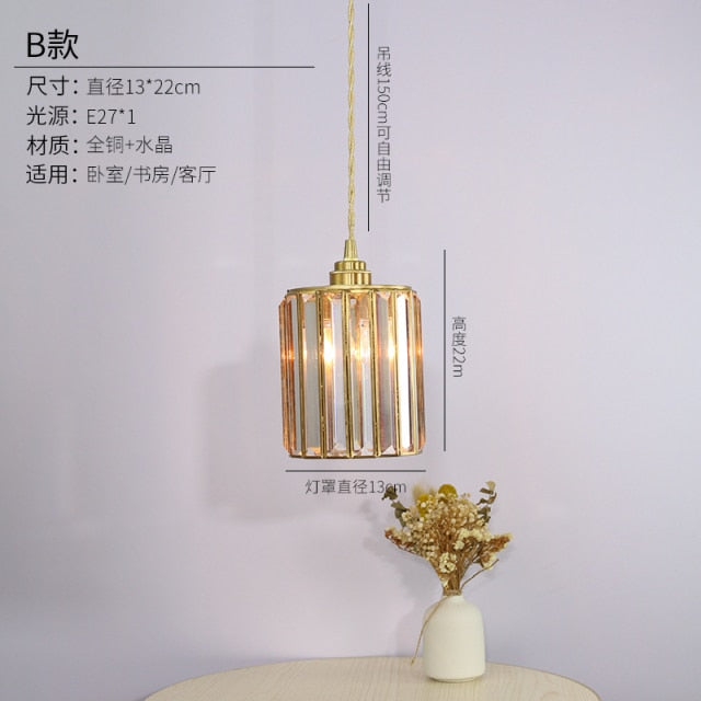 Nordic Simple Style Copper Luxury Bedside Chandelier