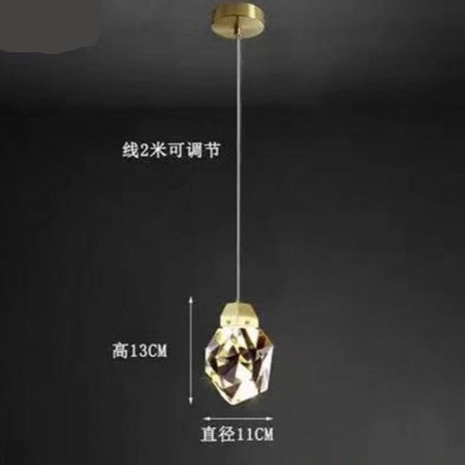 Copper Diamond Shaped Crystal Chandelier Luxury Simple Design Light