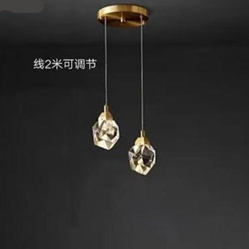 Copper Diamond Shaped Crystal Chandelier Luxury Simple Design Light