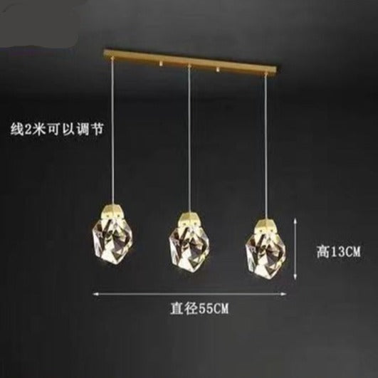 Copper Diamond Shaped Crystal Chandelier Luxury Simple Design Light