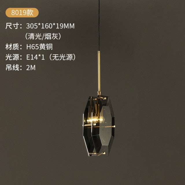 Luxury Lighting Diamond Shaped Crystal Pendant Lamp