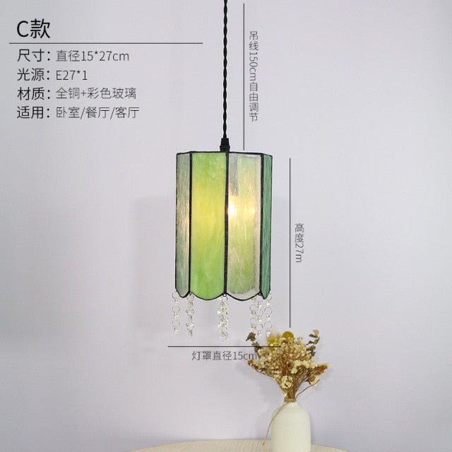 Japanese Style Brass Handmade Lamp Glass Small Chandelier