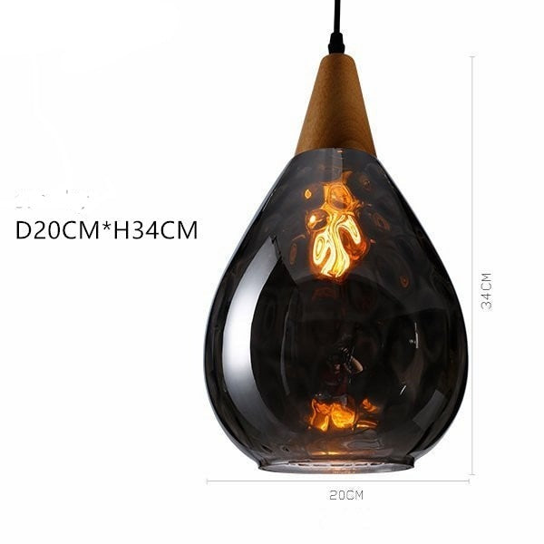 Modern Pendant Light Led Wood Glass Hanging Lamp