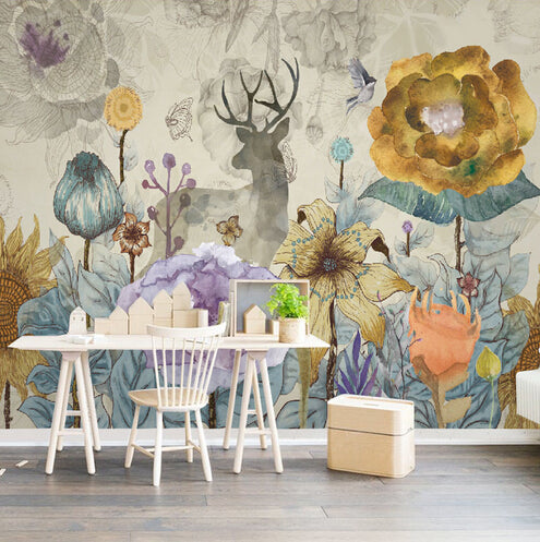 custom-vintage-flowers-and-elk-deer-design-wall-mural-on-the-wall-for-meeting-room-living-room-sofa-background-wall-paper-mural