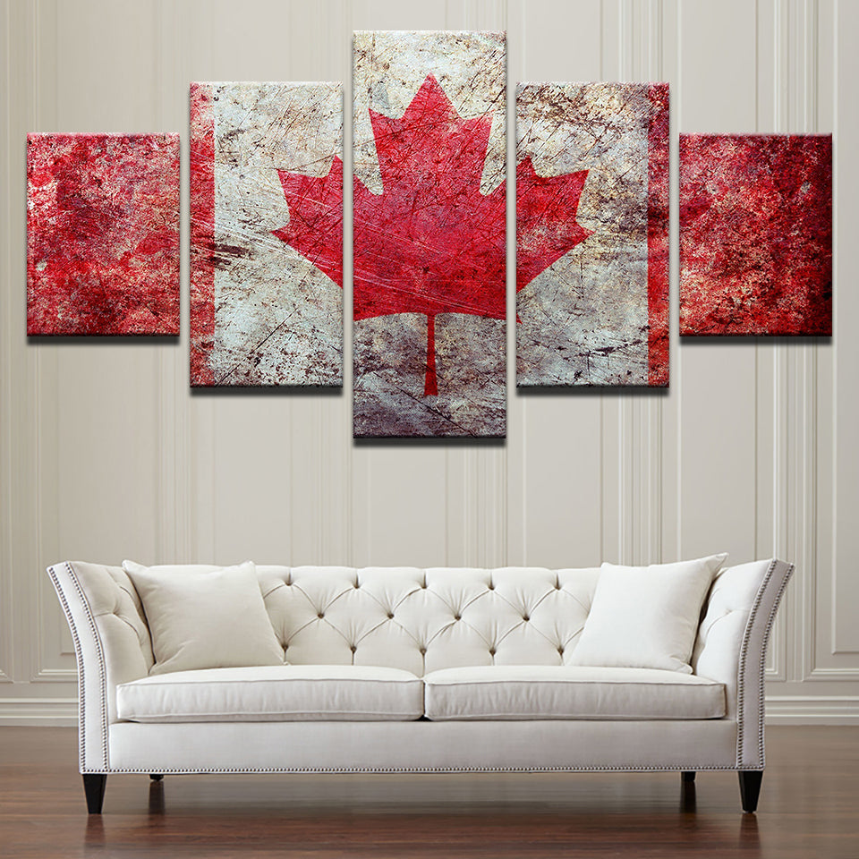 poster-canvas-painting-hd-wall-art-5-panel-canada-flag-modern-printing-type-pictures-modular-artwork-vintage-home-decoration