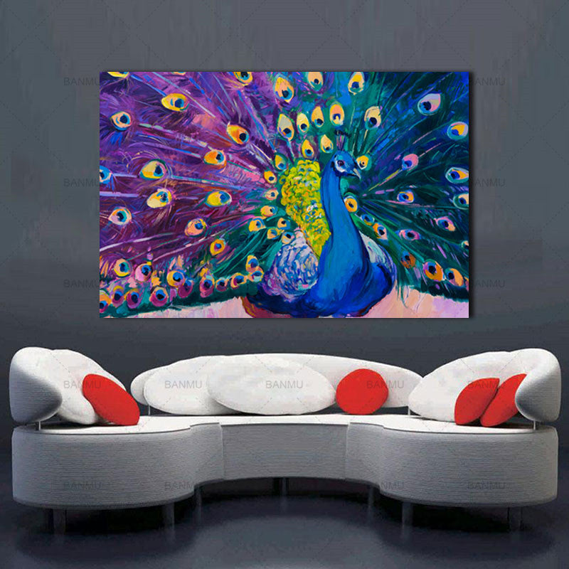 canvas-print-wall-painting-prints-home-decor-modern-animal-wall-art-painting-peacock-unframed-modern-vintage-blue-peacock