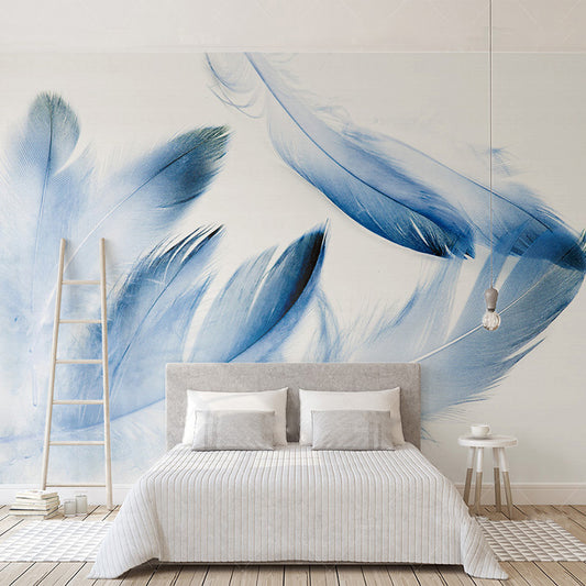 custom-high-end-mural-blue-feather-modern-minimalistic-north-europe-wallpaper-living-room-background-photo-wallpaper-home-decor