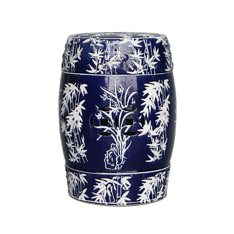 jingdezhen-blue-and-white-porcelain-bamboo-leaf-pattern-ceramic-stool-drum-creative-classical-chinese-style-decorations-stool-sofa-table