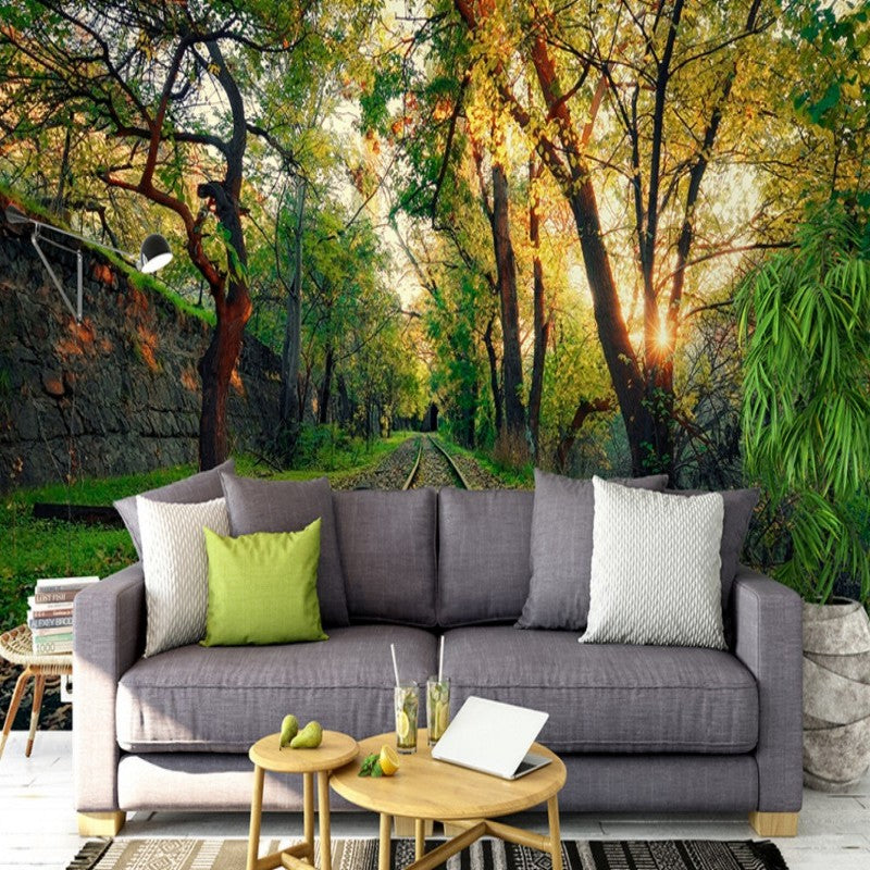 green-wallpaper-trees-nature-train-rail-nordic-wallpaper-living-room-bedroom-3d-mural-wallpaper-papel-de-parede-papier-peint-forest