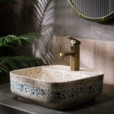 Small Size Chinese Ceramic Art Countertop Square Basin Lavabo Porcelain Bathroom Sink