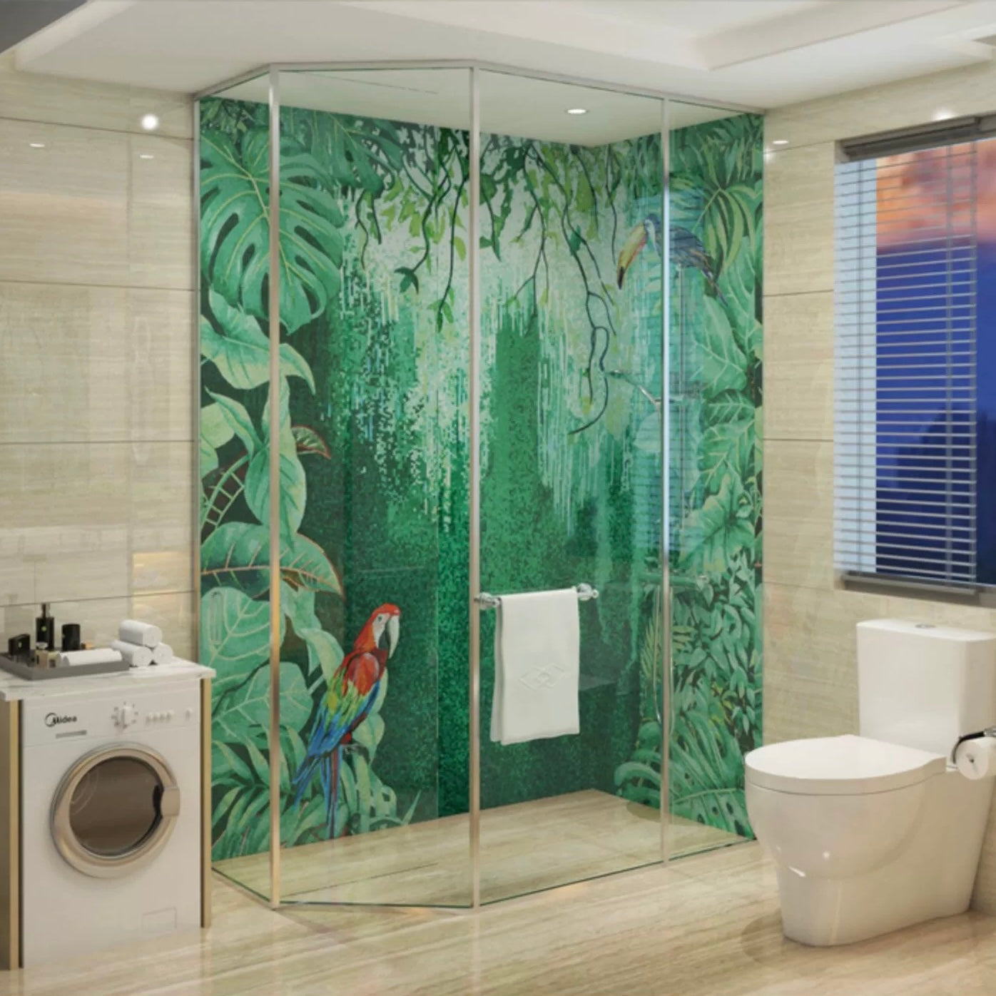 Glass Merol Custom Glass Mosaic Mural Tropical Rainforest Parrot | BVM Home