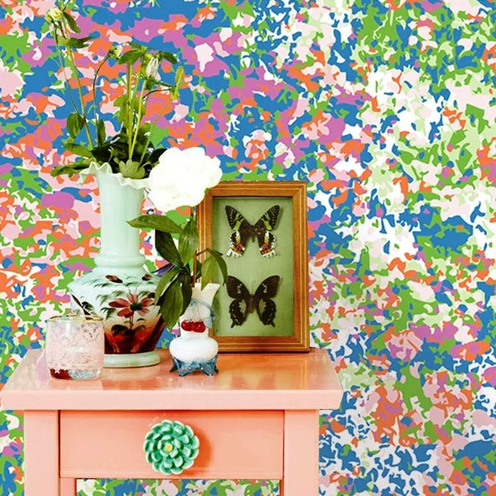 Minimalist Abstract Green Floral Wallpaper – Nordic Pastoral Style for Living Room, Bedroom, Spa & Theme Hotels
 (5.3 ㎡)