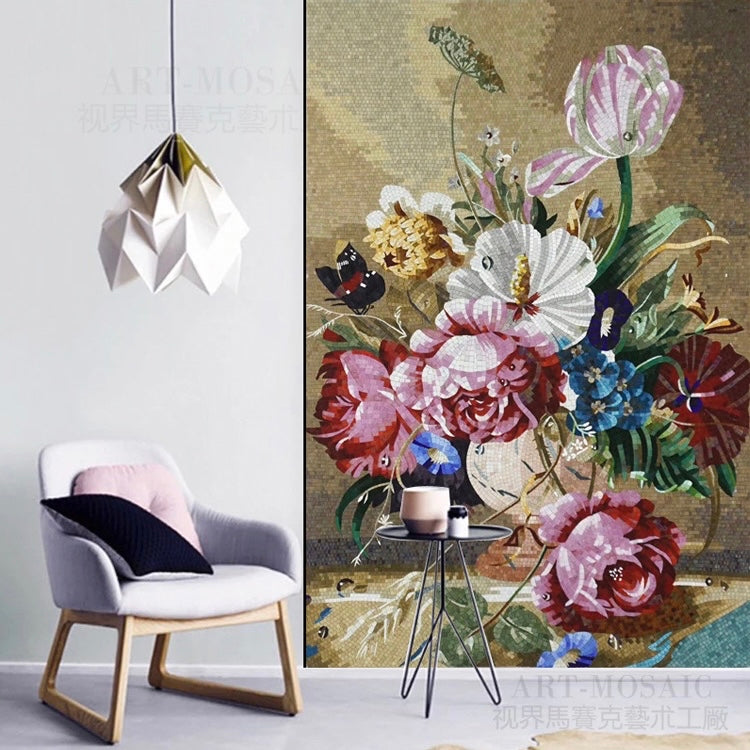 Glass Merol Custom Glass Mosaic Mural Bold Floral Wall Mural | BVM Home