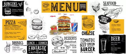 Retro Blackboard Motorcycle Wallpaper Mural for Restaurants (㎡)