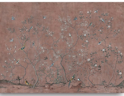 custom-wallpaper-vintage-pastoral-mural-birds-and-flowers