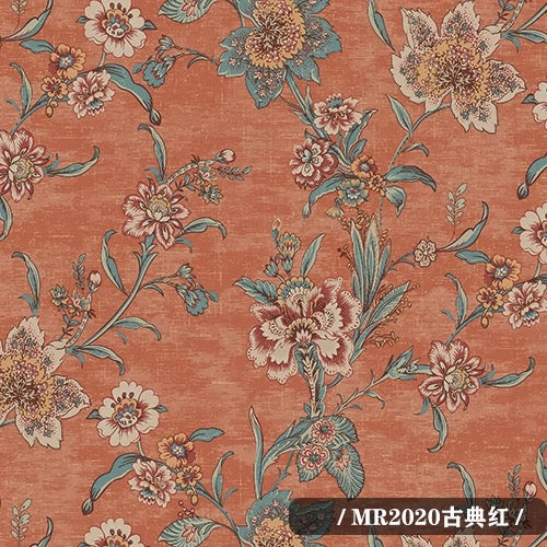 Retro American Style Floral Mural Wallpaper 8 Color Options (㎡)